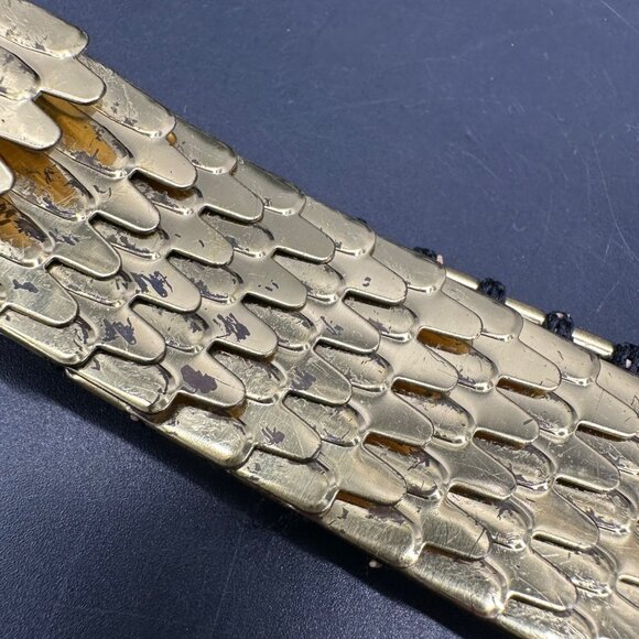 Vintage Gold Belt Fish Scale Metal Stretch 1970s Disco Queen Glamour Elastic - Picture 6 of 8